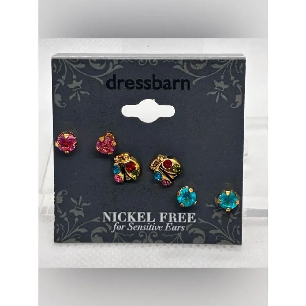3For$20 Dressbarn Multicolor Crystal Stud Earring Set